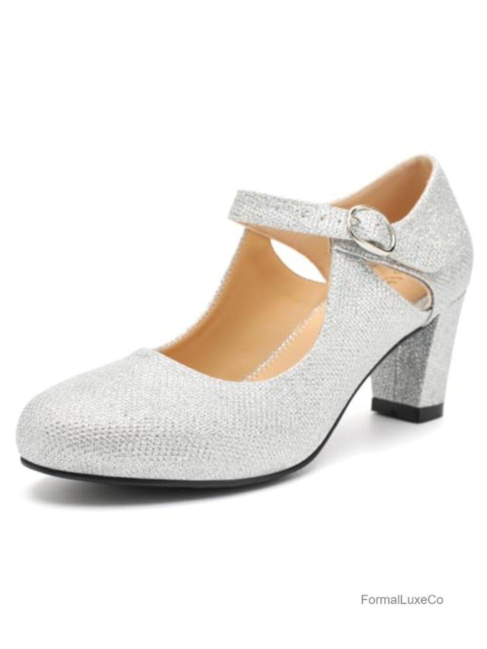 Women's Mary Jane Pumps Chunky Block Heels Faux PU Round Toe Dress Shoes